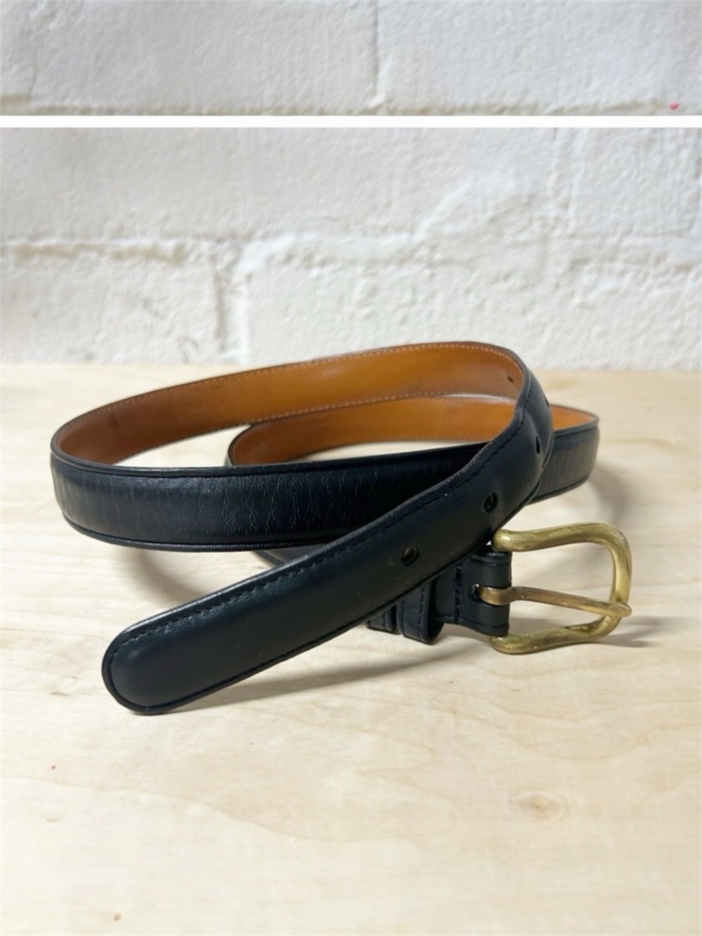 VTG COACH Black/Brown Tanned Cowhide Leather Belt #6600 Brass Buckle Sz 36”/90cm